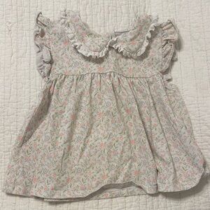 Toddler Floral Ruffle Collar Top - Pink & Cream